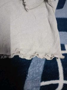 Ribbed Ruffle Trim Top