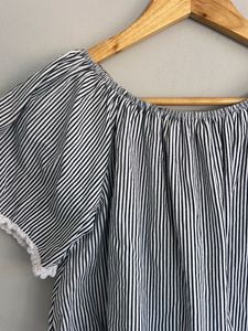 Striped Off-Shoulder Crop Top