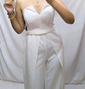 White Strapless Jumpsuit