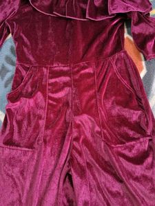 Party Wear Velvet Jumpsuit For Women