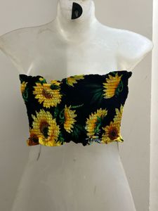 Sunflower Printed Tube Top