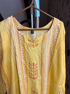 Yellow Embroidered Kaftan Kurta
