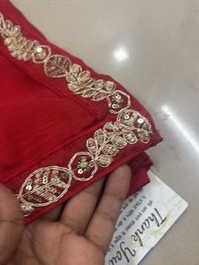 Red Embroidered Saree