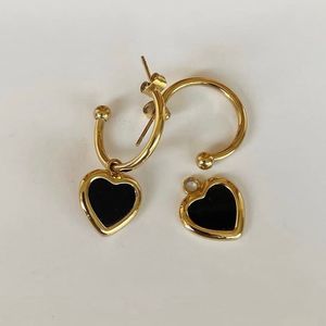 Black Heart Drop Earrings Anti-tarnish