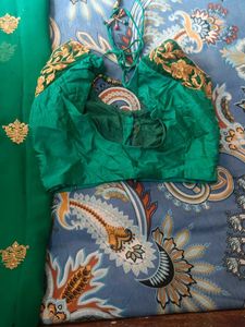 Green &amp; Gold Embroidered Saree