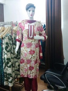 Cotton Kurti Pant Dupatta Set