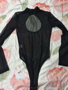 Black Sheer Cutout Bodysuit