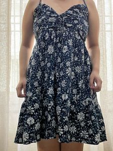 Boho Floral Navy Blue Summer Dress 🌿