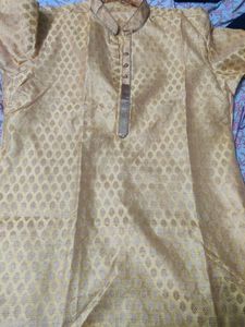 Golden Yellow Silk Kurta Set For Men ( xxxl)