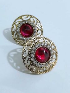Magenta &amp; Gold Earrings