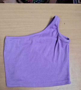 Lilac One-Shoulder Crop Top