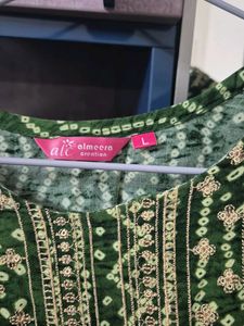 Green Bandhani print Kurta