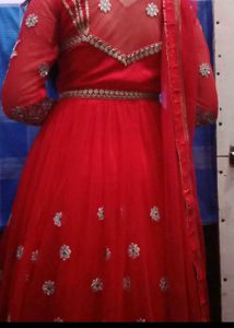 red barbie ball long gown Embroidery heavy fancy