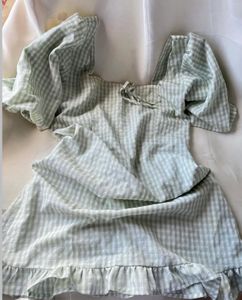 Gingham Puff Sleeve Mini Dress