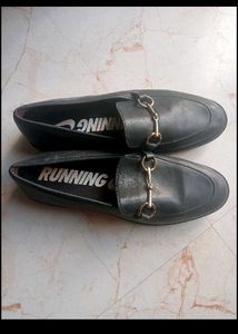 Black Leather Horsebit Loafers