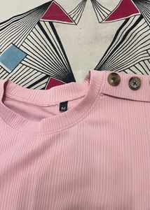 Pink Ribbed T-Shirt
