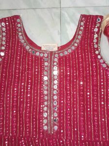 Red Embellished Gharara Suit