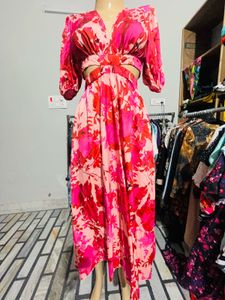 Floral Cutout Midi Dress