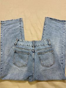 Distressed Wide Leg Denim Jeans