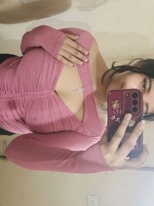 Pink Cutout Long Sleeve Top