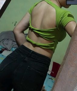Green Padded Crop Top