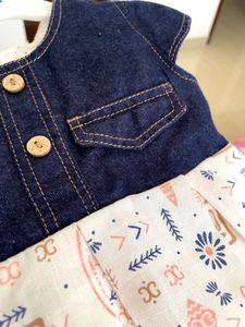 Cute Denim &amp; Tribal Print Baby Dress