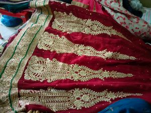 Red and Gold Embroidered Lehenga