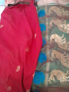 Silk Saree Red And Green