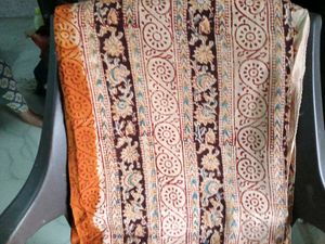 GentlyUsed Block Print KhadiCotton Half&amp;Half Saree