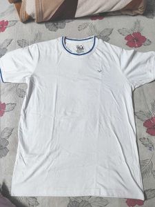 Flick blue bordered White T-shirt
