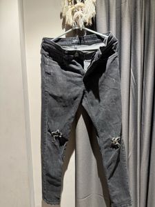 Distressed Gray Denim Jeans