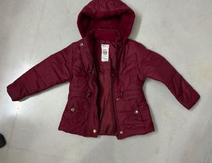 Girls' Maroon Puffer Jacket 78 cm