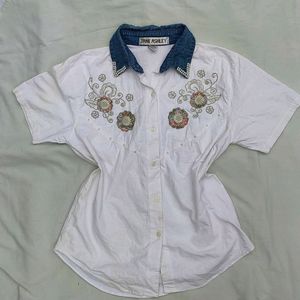 White shirt with floral design