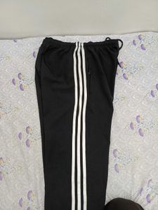 Black Track Pants with White Stripes
