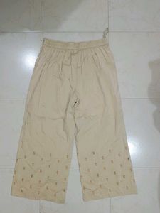 Embroidered Wide Leg Pants