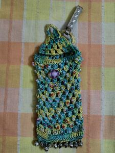 Handmade Beaded Crochet Bag with Jingle Bells