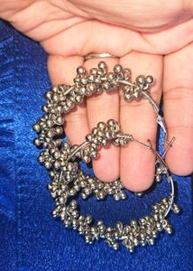 Silver Toned Ear Drops with Bells