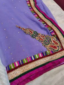 🪻Beautiful Work Pattern Lavender Colour Saree