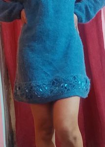 Blue Woolen Dress