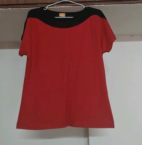 Red & Black Casual Top