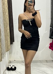 Party Wear Black Rhinestone Dress