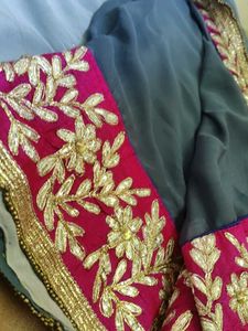 Elegant Grey Saree with Embroidery