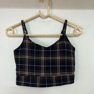 Plaid Tweed Crop Cami Top