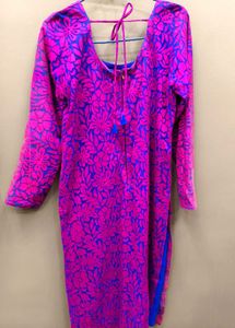 Bright Magenta &amp; Blue Printed Kurta
