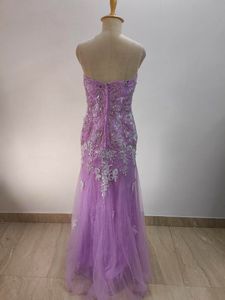 Lavender Floral Lace Formal Gown