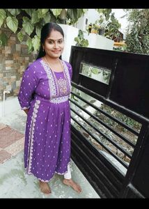 MARISY Women  Printed Kurtha (Purple)