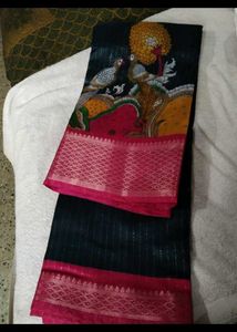 Elegant Black & Pink Saree