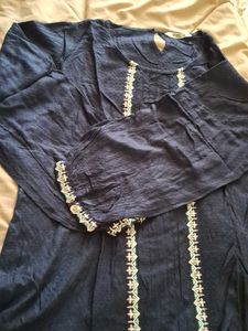 Embroidered Navy Blue Top