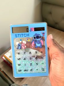 Transparent Glitter Filled Solar Calculator - Blue