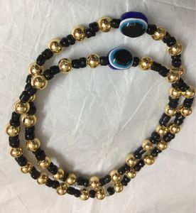 Evil eye Anklets With Gold&amp;black Beads